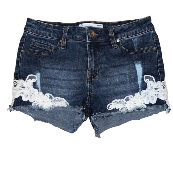 Eighty Two Denim Ardene Shortie Short Court High Rise Jeans Shorts Size 01 - Picture 2 of 8